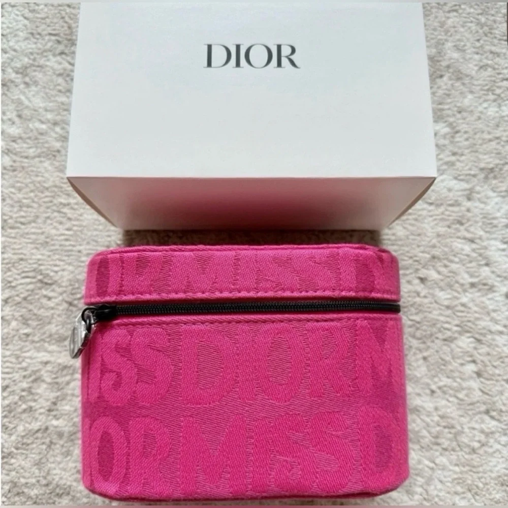 Miss Dior Vibrant Hot Pink Zipper Makeup Pouch - Picture 2 of 2